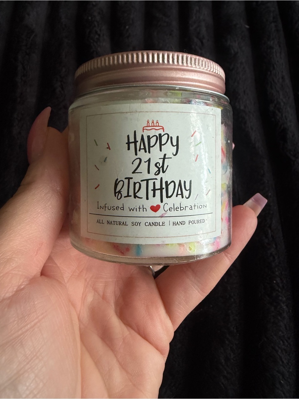 Happy 21st Birthday Soy Candle - Rose Gold Lid